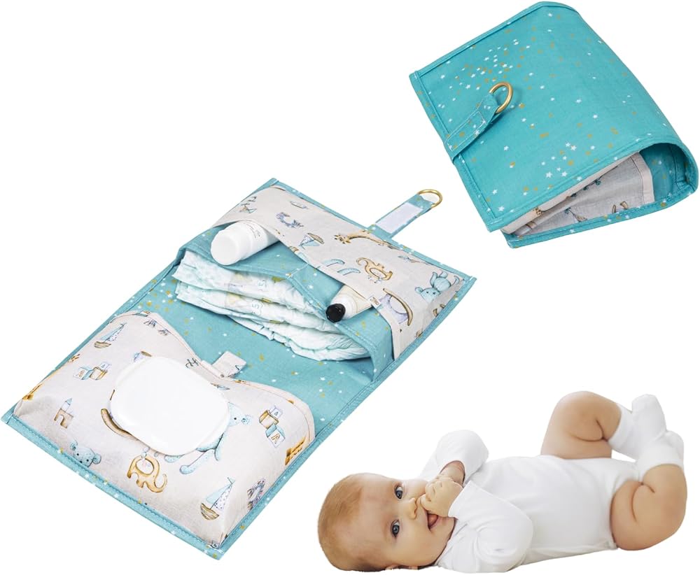 Ankanorm Bebek Bakım Çantası Anne Bebek Bakım Organizer Yeni Doğan Bebek Bakım Alt Açma Minderi 2 Renk Seçenekli (Mavi)