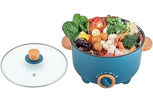 BATHRENA Elektrische Hot Pot Topf, 3L Elektrischer Kochtopf, Tragbare Schneller Nudelkocher, Kocher Multifunktions für Suppe, Ramen, Pasta, mit Home Office Party Küche Dorm Kochen (Blau)