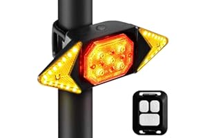 Ewolee Luz Trasera Bicicleta, Señal Bicicleta Potente Led USB Recargable con Control Remoto Inalámbrico, IPX2 Impermeable Luz Seguridad para Bicicleta de Montaña Bicicleta de Carretera