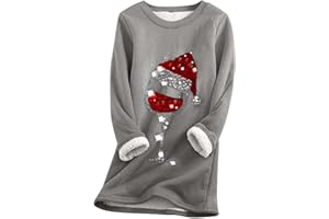 YMING Señorita Camiseta Navideña Cálido Suéter De Manga Larga Jersey De Felpa Sudadera con Cuello Redondo