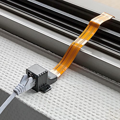 erenLINE® RJ45 Fensterdurchführung, Türdurchführung 30 cm; extra dünn; zum Verlegen von Netzwerkkabeln durch Fenster, Türen - 3