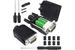 InduSKY 2 Pezzi DB9 Adattatore D-Sub RS-232 Interfaccia Seriale Senza Saldatura Maschio Morsettiera Adattatore con Custodia Lunga Bulloni und Custodia