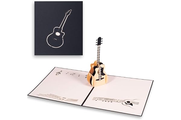 ANEWISH Carte d'anniversaire 3D, Carte de Graduation, Carte Commémorative, Carte d'invitation à la fête de la Musique, Carte pop-up de Guitare, avec Enveloppe
