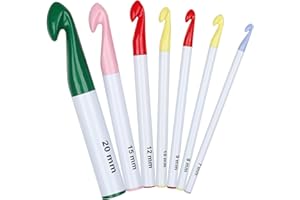 Aeeque 7pcs Aiguilles à crochet 7,0-20,0mm, Grandes Têtes, Aiguile Crochet Multicolores pour Pull, Ensemble de Crochets Tricot de 16cm, Aiguille a Crochet en Plastique pour Débutant et Professionnel