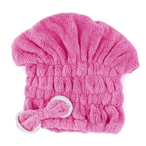 Preisvergleich Produktbild Damen Fitnessstudio Reise Dusch- Elastisch Haar Schnell Trocknung Kappe Turban Handtuch Rosa