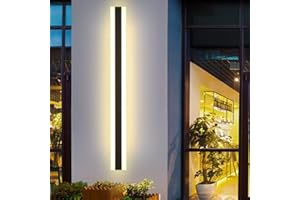 ‎LUOLONG LED Lange Wandlampe Villa Wandlampe Villa Porch Wandlampe Außen IP65 Wasserdicht Wandleuchten Schwarz Lange Lichtleiste Aluminium Aussen Wandlampe Acryl Warmes Licht Gartenleuchte-80CM,Warmes Licht