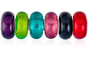 BLING JEWELRY Set Misto Di 6 Bundle Traslucido Acqua Blu Verde Rosso Chiaro Multi Colore Vetro Sfaccettato Charm Bead Distanziatore Per Le Donne Adolescenti .925 Sterling Silver Core Si Adatta Braccialetto Europeo
