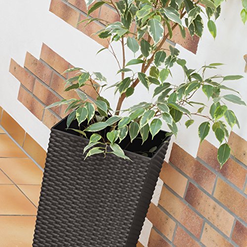 Rattan Blumentopf 26,6l Übertopf Innen Außen mit Innenkasten wetterfest - 7