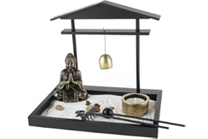 Lachineuse - Jardin Zen Portail Japonais Torii - Porte-Bougie Asiatique - Décoration Zen - Jardin avec Sable - Ambiance d'Asie - pour Intérieur Maison Bureau - Bouddha - Idée Cadeau Japon - Déco Asie