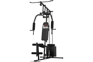 HOMCOM Palestra Multifunzione per Allenamento a Casa e Professionale, Stazione Fitnes in Acciaio con Pesi da 45kg, 135x103x200cm, Nero