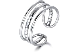 wynn's Solid 925 Sterling Silver Ring for Women, Adjustable Vintage Silver Thumb Ring, Unisex Resizable Celtic Knot Infinity Open Finger Rings, Silver Toe Rings for Women Mens Girls