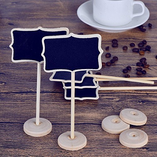 Mini Rechteck Kreidetafeln doppelseitig schwarz Board für Nachricht Board Schilder, Set von 12, Mini Chalkboard Rectangle Shape Blackboards on Stick Stand Place Holder Brand New Wedding Party Decorations - 6