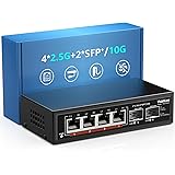 6 Porte 2,5G Switch Ethernet Umanaged, 4 Port 2,5G Base-T, 2 Port 10G SFP, Compatibile 100/1000/2500M, Metallo Senza Ventola,