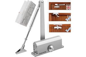 Onarway Automatic Door Closer with Flex-Stop Feature - Adjustable Speed Size 3 Spring Hydraulic Door Closure for 45-60kg Doors - Easy Passage for Home & Commercial Use