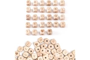 SIYINGSAERY 90 Stück Holzperlen Buchstaben 12mm Holzbuchstaben Perlen Würfel Holzperlen A-Z Alphabet Buchstabenwürfel Holz Buchstaben Perlen Holzbuchstabenperlen für DIY Armband Schmuck