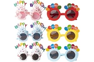 WHGHNCQ Occhiali da Compleanno,6 Paia Buon Compleanno Festa Occhiali Novità Candela Occhiali da Sole，Ragazzi Ragazze Regalo di Compleanno Cabina Fotografica Puntelli