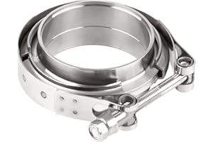 DOCAS 3.0 pouce 76.2mm Kit de Bride de Serrage en V-bande, Bande Bride d'Echappement V-Clamp Tuyau d'Echappement Pince en Acier Inoxydable pour Turbos, universel colliers d'échappement tuyau