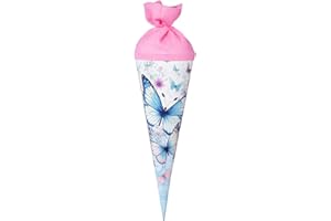 goldbuch 93 155 rożek dla rodzeństwa ogród motyli, rożek szkolny z motywem motyla, pudełko lakierowane, opakowanie prezentowe, zamknięcie filcowe (bez tasiemki), rożek na słodycze okrągły, długość 35