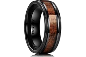 King Will Nature 7MM Titanium Ring Koa Wood Inlay Comfort Fit Wedding Band for Men Women