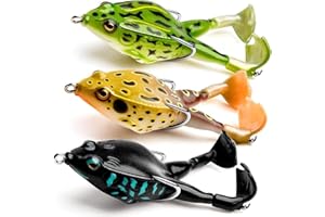 Pvczool 3 PièCes SéRies Leurre Grenouille, de Leurres de PêChe Ensemble Appât Flottant Grenouille RéAliste avec Crochets en MéTal pour SaléE d'