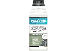 Polyvine Decorators Varnish - Water Resistant Clear Varnish with UV Protection - Seals and Protects Emulsion Paint, Wallpaper, Interior Wood, Furniture, Plaster & Fabric - Dead Flat Finish, 500ml