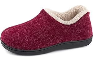 ULTRAIDEAS Damskie przytulne kapcie z pianki z pamięcią kształtu z ciepłą podszewką z polaru, wełniana mieszanka bawełny, buty domowe z antypoślizgową gumową podeszwą do wewnątrz i na zewnątrz