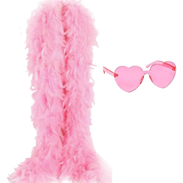 Flintronic Boa Plume 2m + Lunettes Cœur – Accessoire Fête Cosplay Halloween