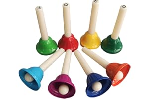 LOVIVER Cloches à main en métal diatonique 8x8 notes, cloches à Percussion à main pour Instrument de musique, cloches musicales pour mariage, enfants