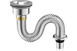 DHSWNNG Zestaw odpływowy ze stali nierdzewnej, odpływ z sitkiem, wysuwana umywalka, rura odpływowa, zapobiegający zapchaniu się