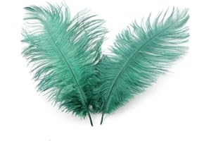 DUORIES 50 Piume di Struzzo Naturali da 20 ? 25 cm,per Fai da Te,per acchiappasogni Fai da Te,Accessori per la casa,Costumi,Decorazione per la tavola,Matrimoni,Feste,Cappelli Decorativi,Colore Verde Scuro