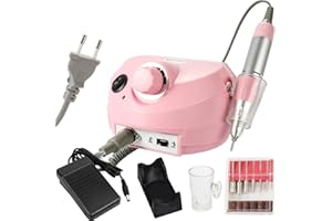 Fresa per Unghie Professionale 30000 giri, Layhou Aspiratore Unghie del chiodo dei Corredi Manicure della Lucidatrice Dellarchivio della macchina Trapano Elettrico con 6 fresa Punte