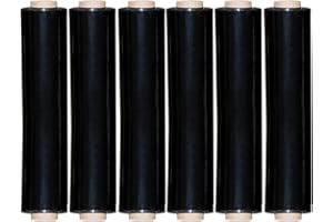 RelianceUK 2 Pack Black Pallet Stretch Shrink Wrap Industrial Cling Film Heavy Duty Parcel Wrapping Rolls 400mm x 250m, 20mu Strong Plastic Packaging Furniture Moving House Water & Moisture Proof