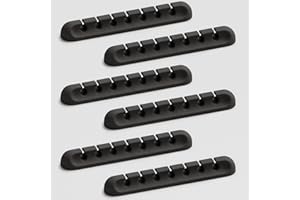 APROMISITH Kabelhalter Kabelclips, 7-Schlitze[6 Stück] kabelmanagement Selbstklebend Kabel Organizer Vielzwecke Kabelführung Set für Schreibtisch Computer PC, USB Ladekabel, ZuhauseBüro