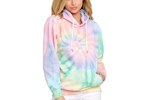 HVEPUO Damen Batik Hoodie Bedrucken Pullover Kawaii Kapuzenpullover Farbverlauf Oberteil