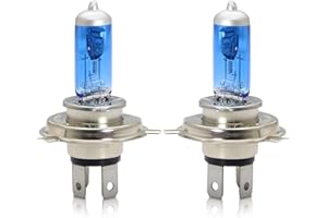 WinPower H4/P43t Ampoules halogènes, 130/120W, Phare 12V moto/voiture, Feux de route/feux de croisement, 5500K Ultra blanc, 2 Lampes