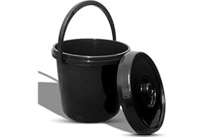 VR7-14L Plastic Bucket with Lid, 3 Gallons Nappy Storage Bin, Easy-to-Clean, plastic buckets with handles - Ideal Baby Nappy Bucket - Durable & Versatile - BLACK