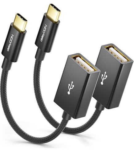 Adaptador USB-C A USB-A OTG De DeleyCON, Cable De 10 Cm Con Recubrimiento De Nailon, Para Móviles, Tablets Y Portátiles