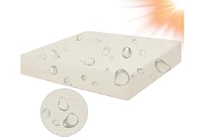 SYLC 100% Imperméables Housses De Coussin De Patio avec Fermeture éclair, Jardin Housse De Coussin De Canapé en Rotin pour L'extérieur Personnalisées (50×50×10 cm,Beige)