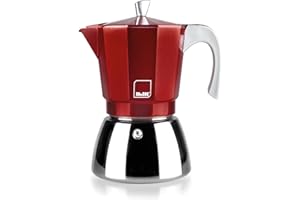 IBILI - Cafetera express Elba Red, 6 tazas, 300 ml, Aluminio fundido, Base de Acero Inoxidable, Apto para inducción