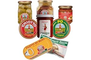 Ghiotto, Galfrè Antipasti d'Italia, Confezione Regalo, Composta da Piatti Unici A Base di Funghi Porcini,Tonno e Verdure, Alici, Giardiniera, Creme Spalmabili, Condimenti, Formato 8 Specialità