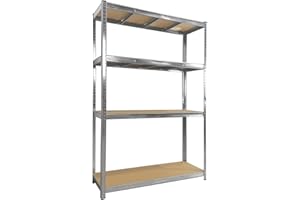 TRADE PRICE DEALS 4 Tier Galvanised Garage Shelving Unit Strong Steel Metal Racking Shed Storage units adjustable and freestanding Rack Garage Shelves 175kg Per Shelf (180 x 120 x 40cm)