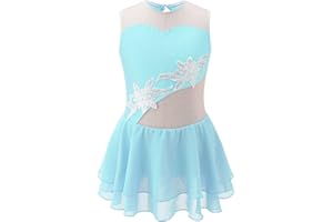 Aislor Justaucorps Patinage Artistique Enfant Fille Robe de Danse Rythmique Fleur Ballerine Tutu Jupe Danse Ballet Gymnastique Quotidienne Costume Performance