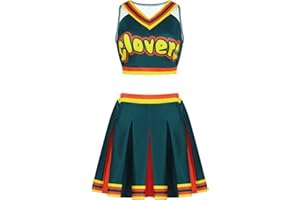 AYYOHON Cheerleader Costume for Women Crop Top Skirt Set Clovers Cheerleading Costume Halloween Cosplay Outfits Uniform