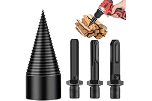 HOVCEH Bohrkegel Holzspalter, 50mm Profi Bohrer Holzspalter mit 3 Bohrgriffe, Holzspalter Bohrer, Quadrat/Rund/Sechseckig, Bohrkegel Holzspalter, Brennholzbohrer für Haushalt Bohrmaschine