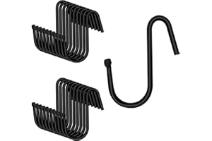 Skythrive 20 Stück S Haken Schwarz, Edelstahl Haken Zum Einhängen, Doppelhaken Aufhängehaken für Garderobe, Küchenhaken, Kleiderstange