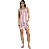 Pembe-Beyaz &Ccedil;izgili Dantel Detaylı İp Askılı Şortlu Pijama Takımı