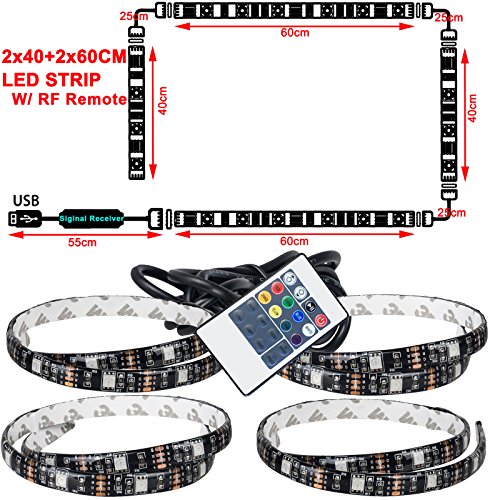 TOP-MAX 2x50cm and 2x60cm IR Fernbedienung TV Hintergrundbeleuchtung LED Streifen licht RGB 5050 DC 5V Stimmungsbeleuchtung Farbwechsel für TV Computer - 2