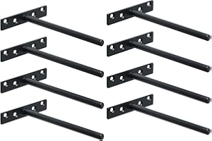 SAYAYO Support pour Etagère Flottante Invisible Support en Métal pour Tablette Flottante Support Plateau Flottant en Bois Dissimulé à Fixation Murale, Noir Mat en Acier Inoxydable, 8 Pcs, EJY8006B-8P