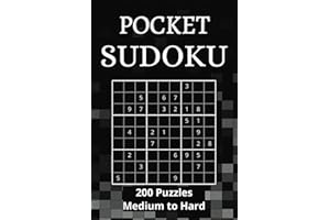 Pocket Sudoku that is Portable: 200 puzzles Medium to Hard w/ Solutions - 4" by 6" is Small Enough to Enjoy Anytime, Anywhere!