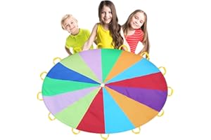 Gupcaqosjw Schwungtuch Kinder | 2/3 M Bunter Fallschirm | Regenbogen Schwungtuch Groß | Spielfallschirm Mit Griffen, Für Schule Familie Outdoor Pädagogisches Sportspiele Kooperative